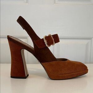 Sam Edelman Jildie Mustard Corduroy Heels Size 10